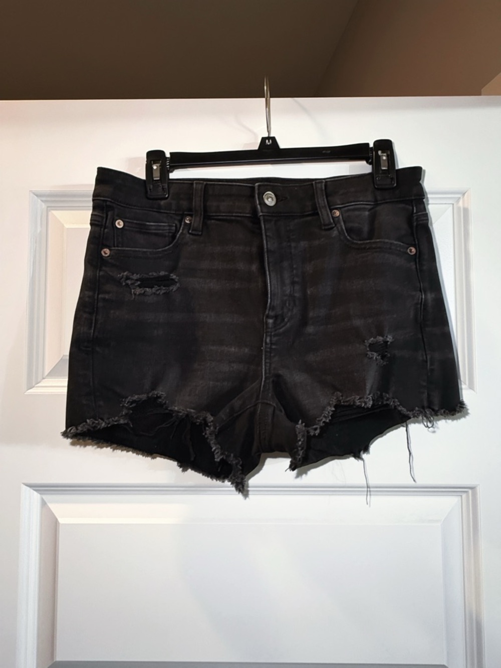 American Eagle Outfitters Black Distressed Cutoff Denim Shorts